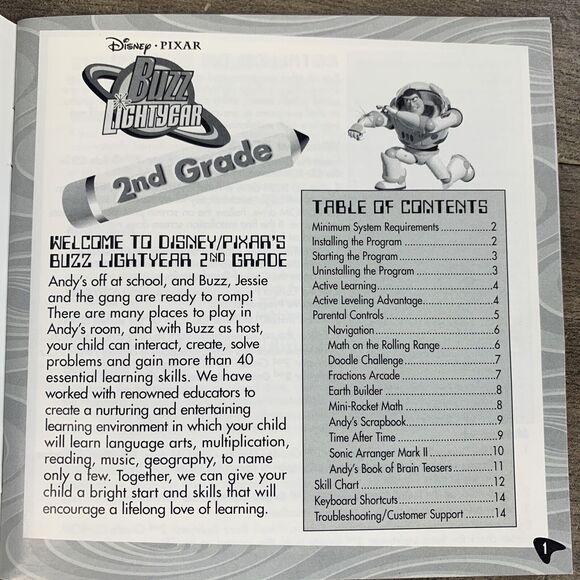 VTG Disney Pixar Buzz Lightyear 2nd Grade CD Rom For Windows/ Mac - Picture 8 of 10